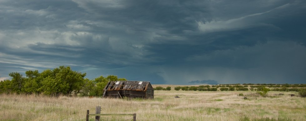 An ominous summer storm forms in the eastern Montana sky 