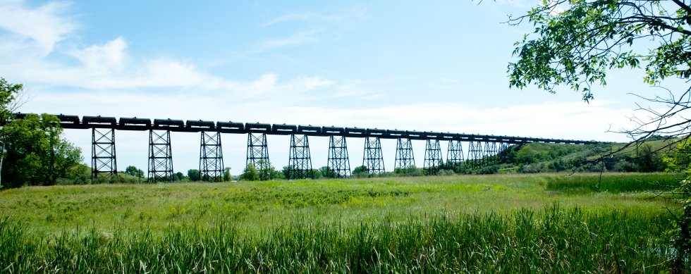 Tressel bridge outside of Minot, ND carrying oil tankers