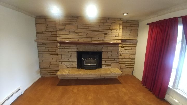 Brick Mantle w/ Wood Stove
