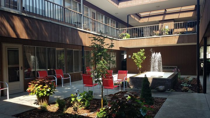 Courtyard with Fountain and Laundry