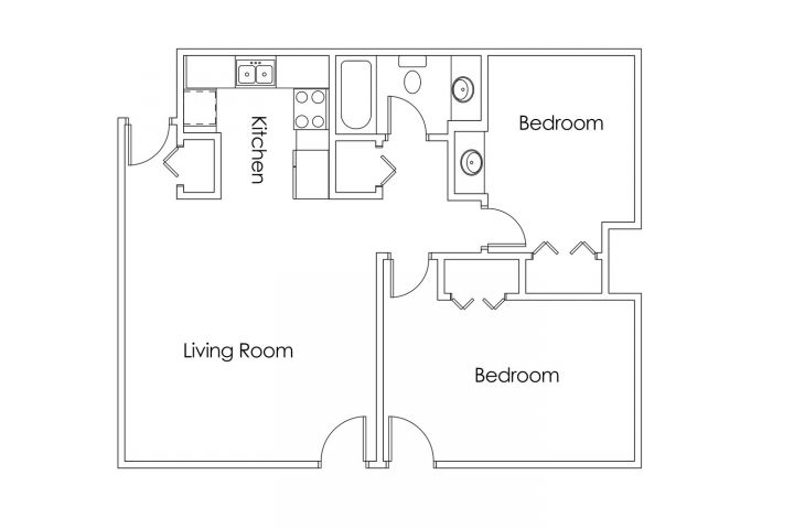 2 Bd / 1 Ba. Floor Plan