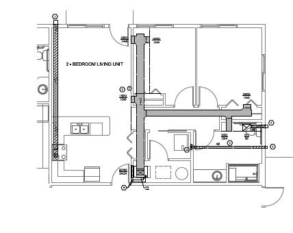 Floorplan of 2 Bedroom 1 Bath Unit