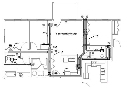 Floorplan of 3 Bedroom 2 Bath Unit